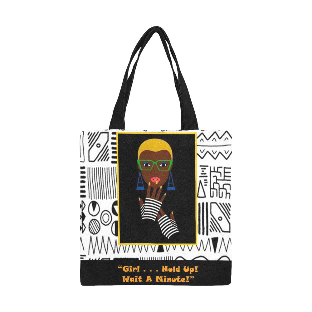Girl Hold Up Wait A Minute Canvas Tote Bag