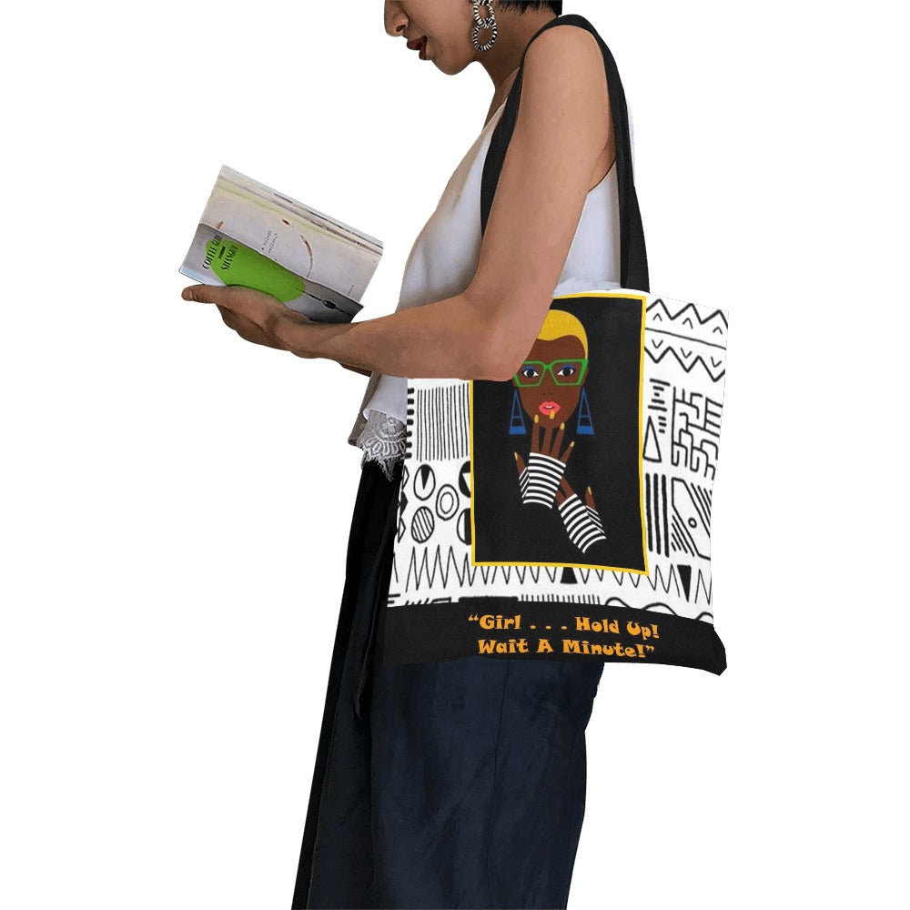 Girl Hold Up Wait A Minute Canvas Tote Bag