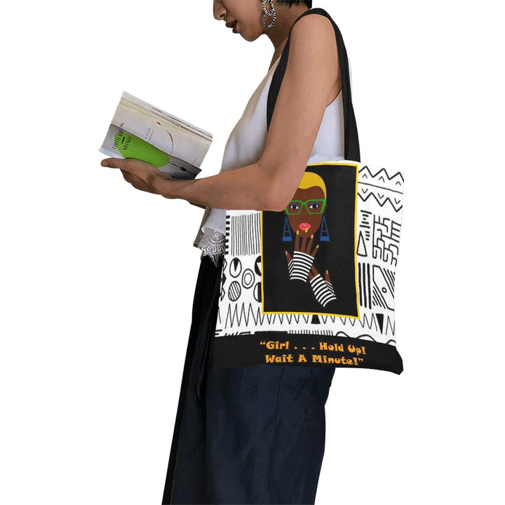 Girl Hold Up Wait A Minute Canvas Tote Bag
