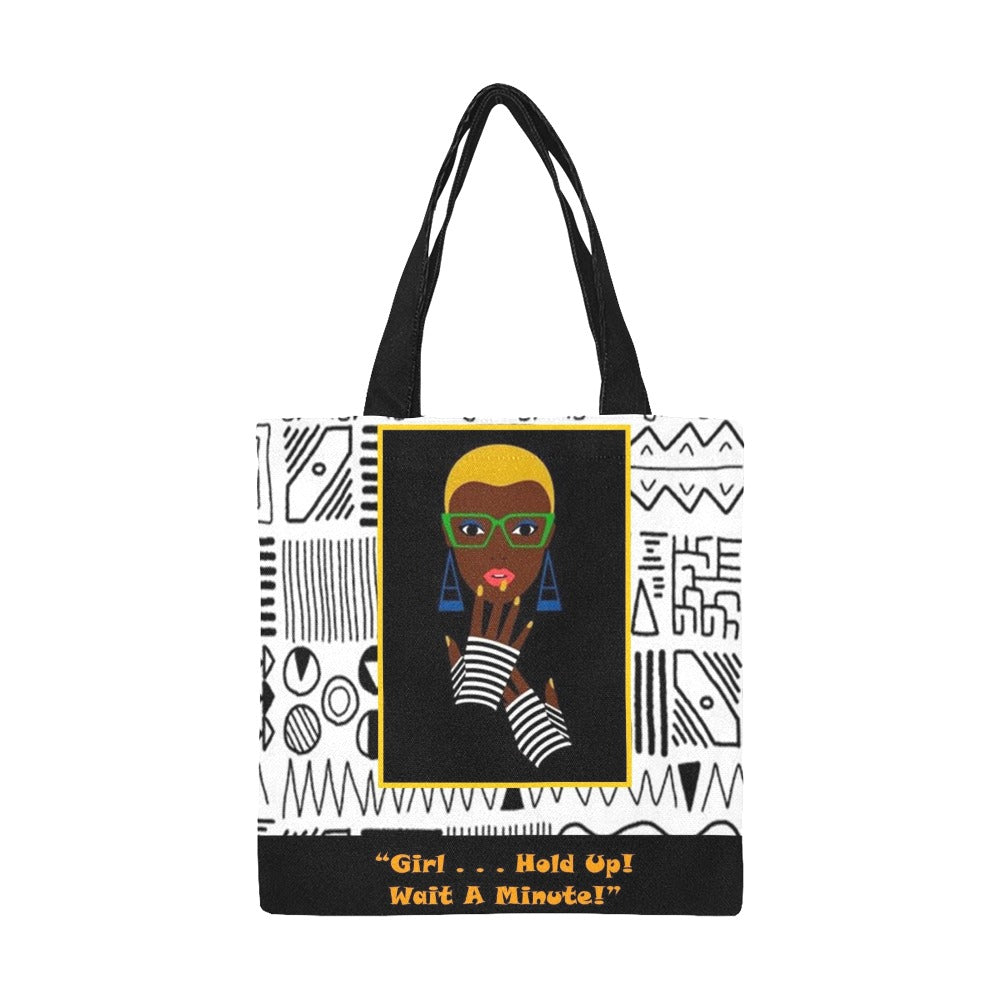 Girl Hold Up Wait A Minute Canvas Tote Bag